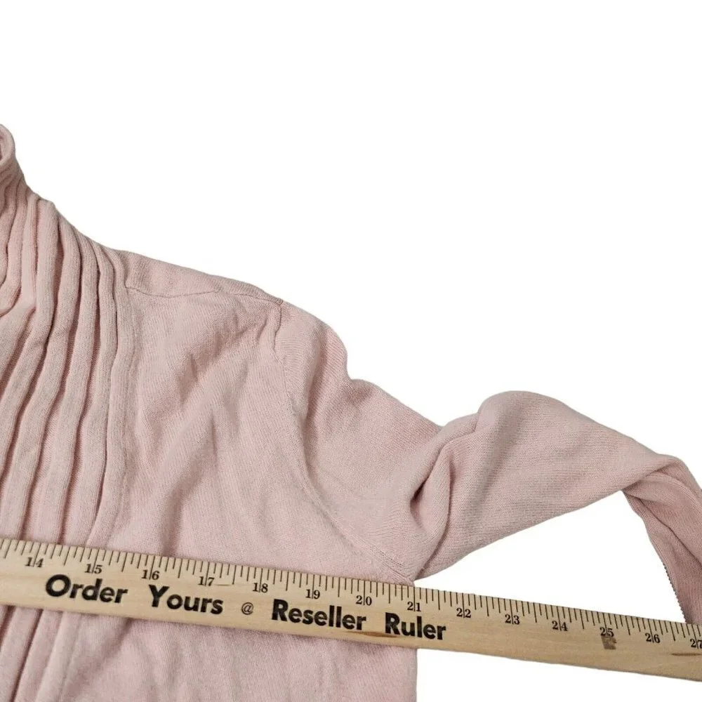 Talbots‎ Sweater Cardigan Medium Pink Open Front Waterfall Knit